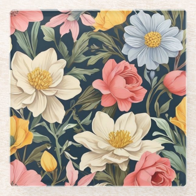 Botanical Bliss Glass Coaster (Front)