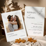 Botanical Bliss Modern Simplicity Wedding Invitation<br><div class="desc">This wedding invitation template reflects a pure and organic aesthetic,  perfect for couples celebrating their love amidst natural beauty. With space for your own special photo on the back,  this template allows you to showcase your unique love story.</div>