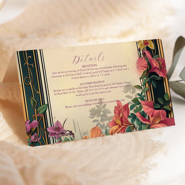 Botanical Bliss Wildflowers Art Nouveau Wedding Enclosure Card (Creator Uploaded)