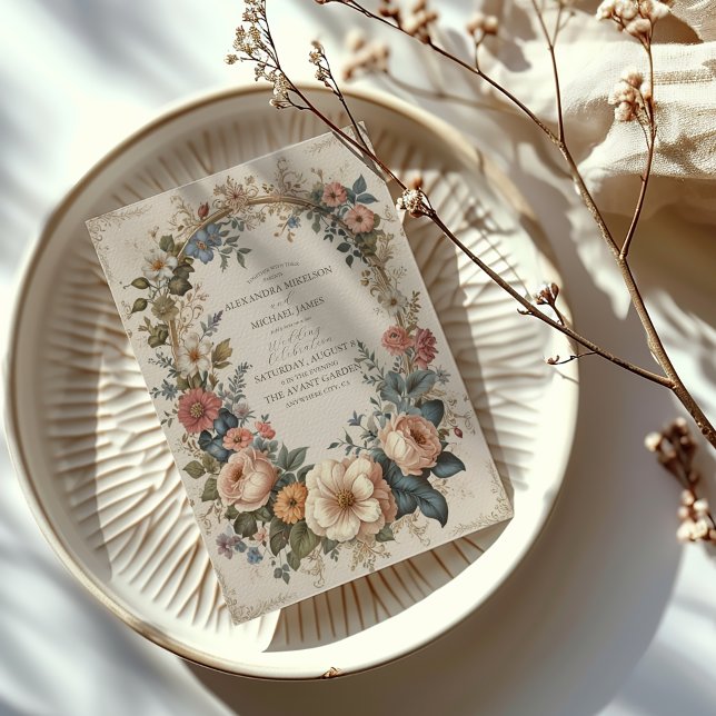 Botanical Bliss Wildflowers Art Nouveau Wedding Invitation (Creator Uploaded)