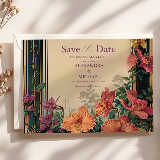 Botanical Bliss Wildflowers Art Nouveau Wedding Save The Date (Creator Uploaded)