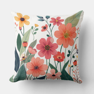 Botanical Bloom Burst Colourful Floral Pattern Art Cushion