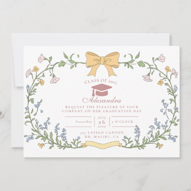 Botanical Bloom Garden Graduation Invitation (Front)