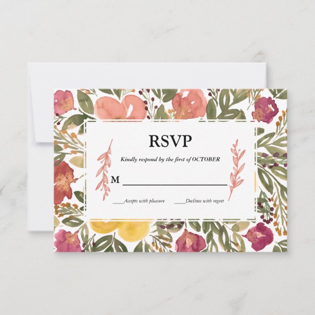 Botanical Bloom Painting RSVP Card (Front)