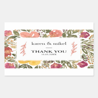 Botanical Bloom Painting Wedding Rectangular Sticker