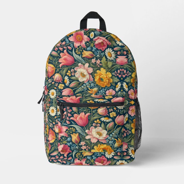 Botanical Blooms Backpack - Stylish & Functional (Front)