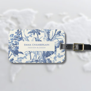 Botanical Blue and White Chinoiserie Custom Luggage Tag