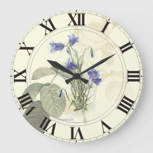 Botanical Blue Campanula clockface Large Clock