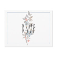 Botanical Blue Floral Wedding RSVP Postcard