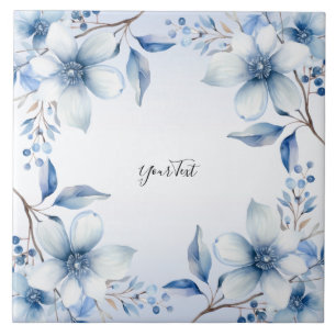 Botanical Blue Flowers Ceramic Tile