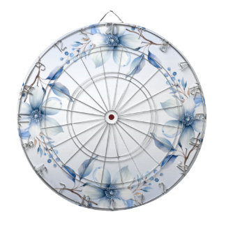 Botanical Blue Flowers Dartboard