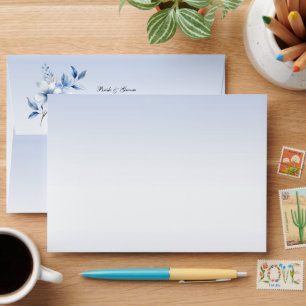 Botanical Blue Flowers Envelope