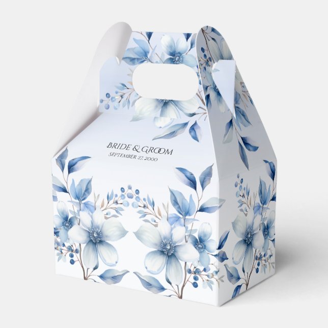 Botanical Blue Flowers Favour Box (Front Side)