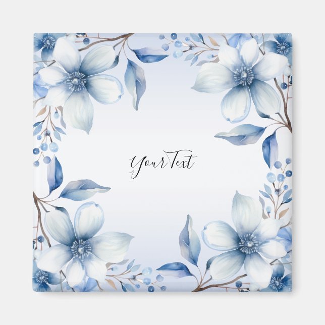 Botanical Blue Flowers Magnet (Front)