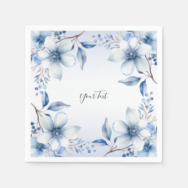 Botanical Blue Flowers Napkins (Front)