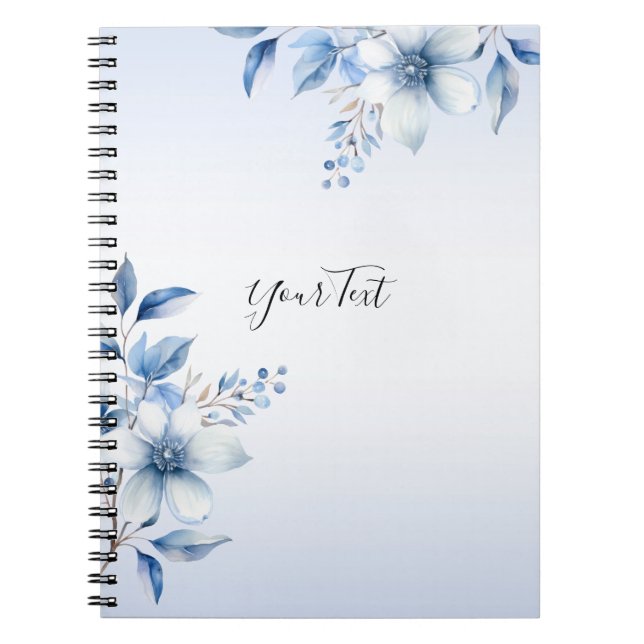 Botanical Blue Flowers Notebook (Front)