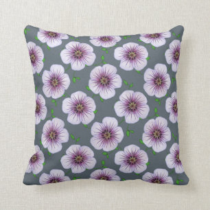 Botanical Blue Geranium Flower on any Colour Cushion