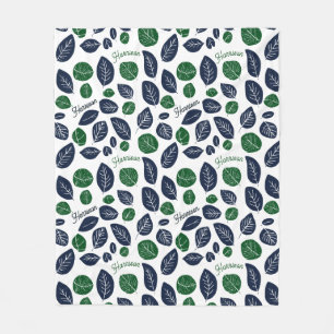 Botanical Blue & Green Baby Boy Fleece Blanket