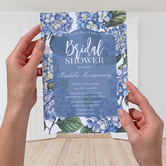 Botanical Blue Hydrangea Floral Invitation (Botanical Blue Hydrangea Floral Invitations
)