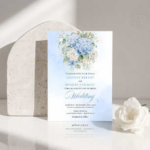 Botanical Blue Hydrangea Floral Wedding Invitation