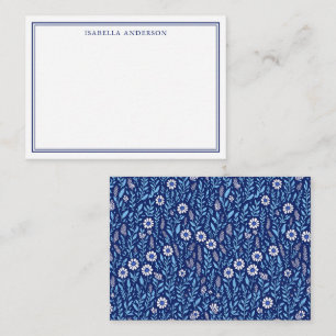 Botanical Blue White Floral Pattern Personalised Card