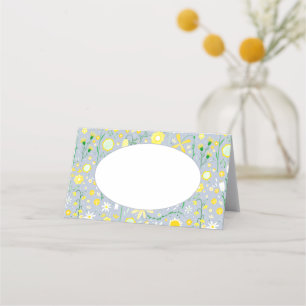 Botanical Blue Wildflower Floral Place Card