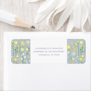 Botanical Blue Wildflower Floral Return Address Label