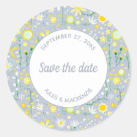 Botanical Blue Wildflower Floral Save the Date