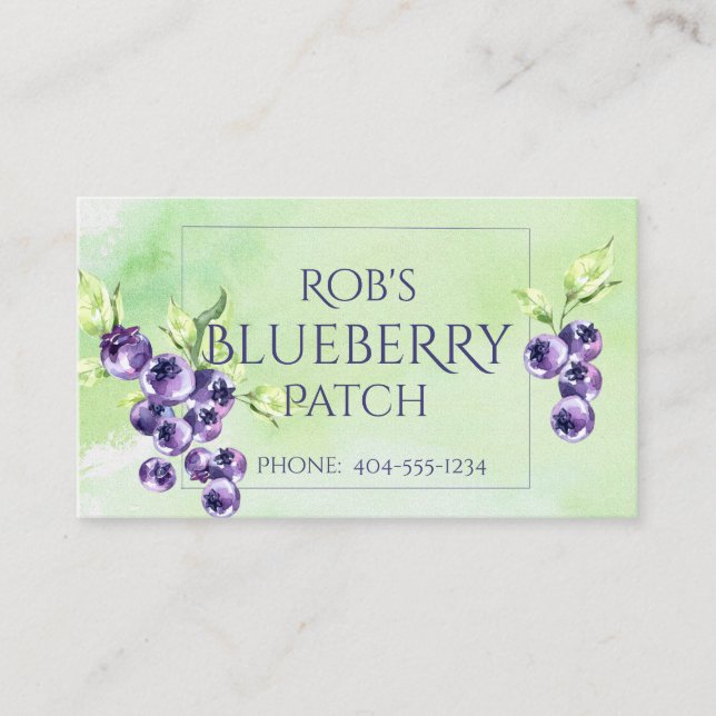Botanical Blueberries Business Card (Front)