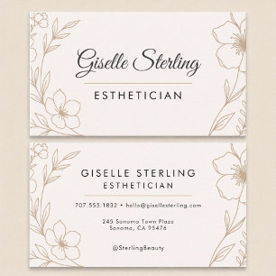 Botanical Blush and Black Aesthetician Beauty  Business Card