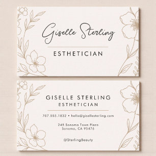 Botanical Blush and Black Esthetician Beauty  Business Card