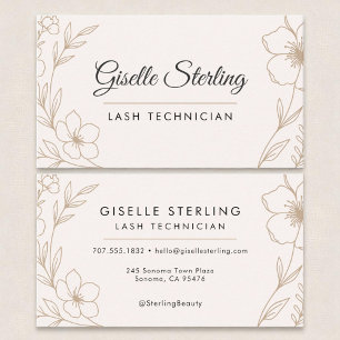 Botanical Blush and Black Lash Technician Beauty  Business Card