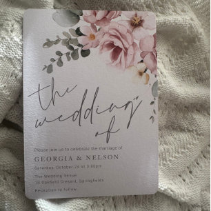 Botanical Blush Floral Modern Wedding Invitation