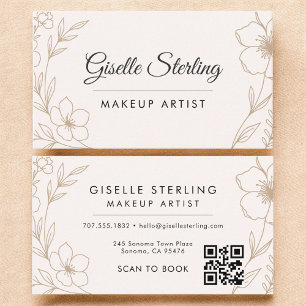 Botanical Blush Makeup Artist QR Code Beauty Business Card