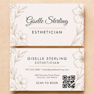 Botanical Blush QR Code Aesthetician Floral Business Card