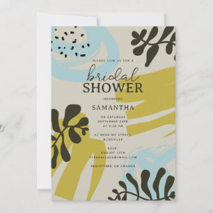 Botanical Bohemian Pastel Green Blue Bridal Shower Invitation