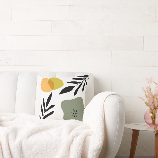 Botanical Boho Abstract shape art Cushion (Couch)