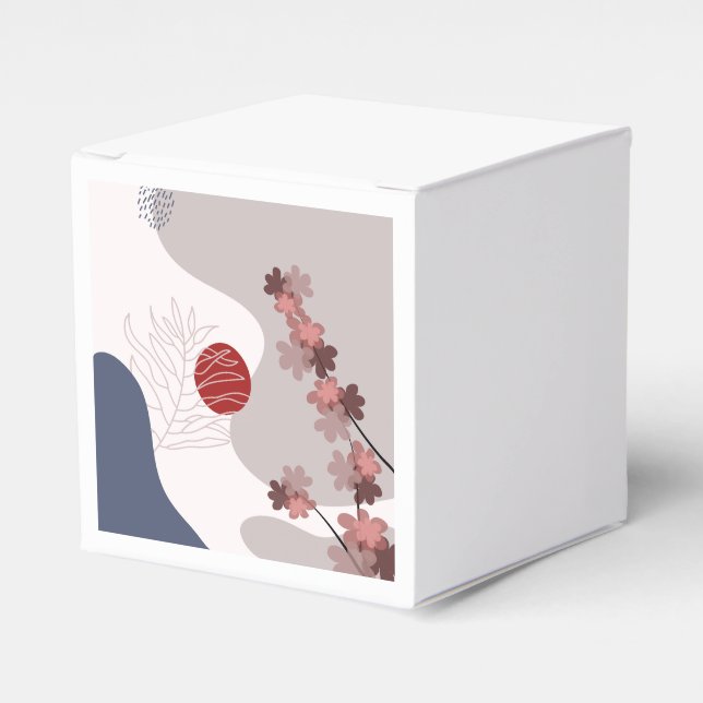 Botanical Boho Blue Magenta Favour Box (Front Side)