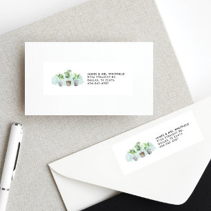Botanical Boho Chic Potted Plants Return Address Label