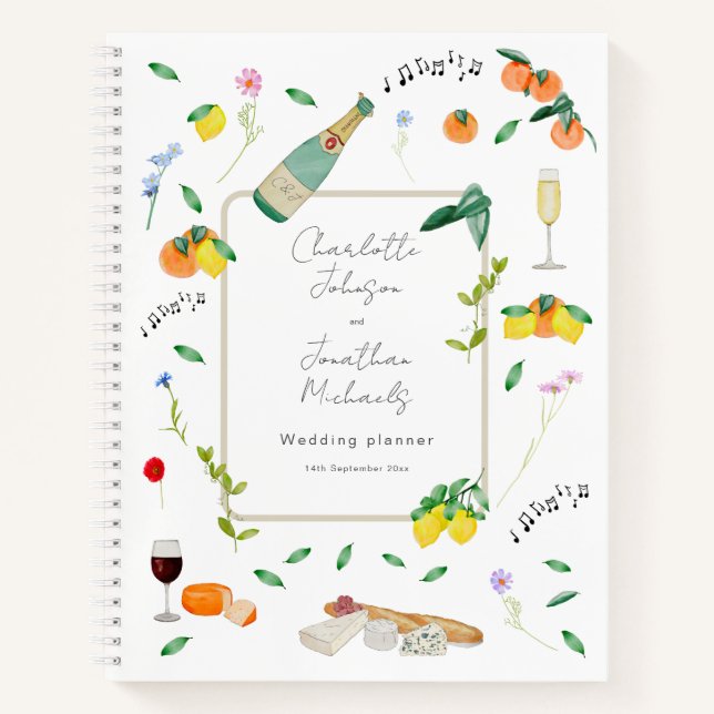 Botanical Boho Citrus Summer Wedding Planner Notebook (Front)