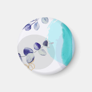 Botanical Boho Cyan Purple Magnet