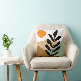 Botanical Boho Earthy Colour Abstract Art Cushion