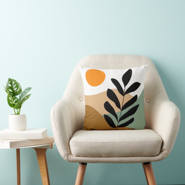 Botanical Boho Earthy Colour Abstract Art Cushion (Chair)