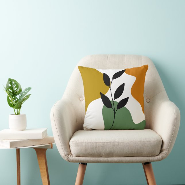 Botanical Boho Earthy Colour Abstract Leaf Art Thr Cushion (Chair)