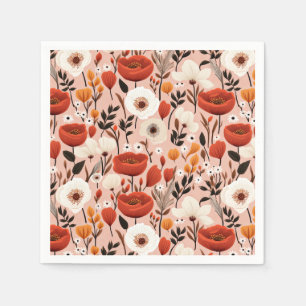 Botanical Boho Fall Wildflowers Meadow Pattern Napkin