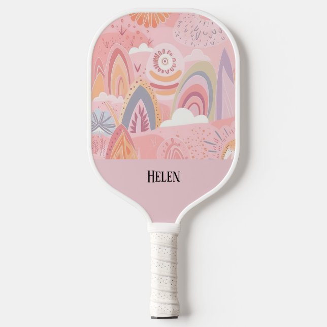 Botanical Boho Floral Abstract Personalised  Pickleball Paddle (Front)