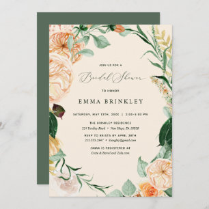 Botanical Boho Floral Pastel Neutral Bridal Shower Invitation