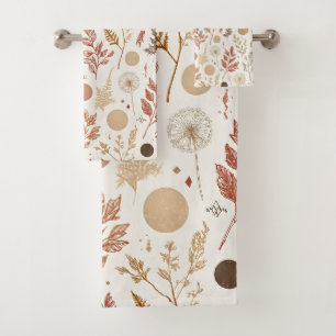 Botanical Boho Floral Pattern Design 396 Bath Towel Set