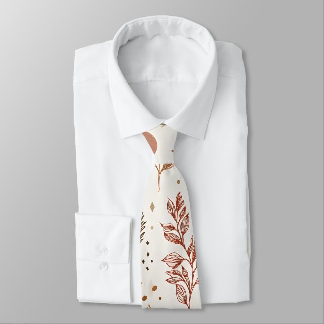 Botanical Boho Floral Pattern Design 396 Tie (Tied)
