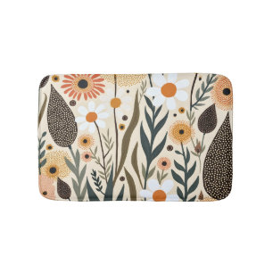 Botanical Boho Flowers Plants Design 389 Bath Mat